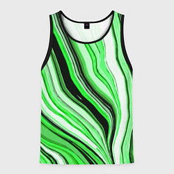 Мужская майка без рукавов Волнистые вертикальные чёрно-зелёные полосы