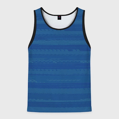 Мужская майка без рукавов Тёмный серо-синий полосатый / 3D-Черный – фото 1