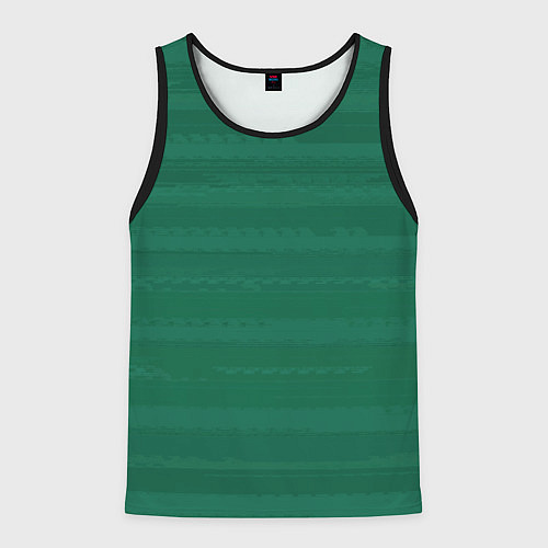 Мужская майка без рукавов Тёмный зелёный текстурные полосы / 3D-Черный – фото 1