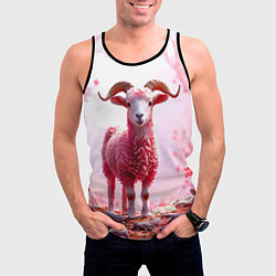 Майка-безрукавка мужская Козел в розовом, цвет: 3D-черный — фото 2