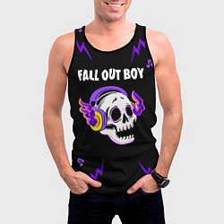 Майка-безрукавка мужская Fall Out Boy неоновый череп, цвет: 3D-черный — фото 2