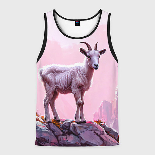 Мужская майка без рукавов Козлик в розовом свете / 3D-Черный – фото 1