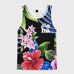 Майка-безрукавка мужская Tropical flowers - aloha, цвет: 3D-белый