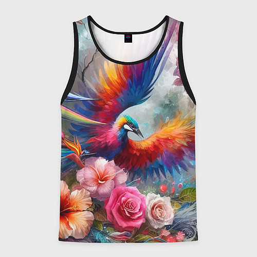 Мужская майка без рукавов Тропическая птица / 3D-Черный – фото 1