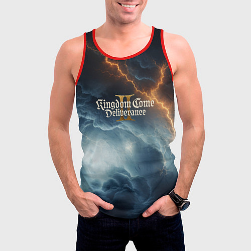 Мужская майка без рукавов Kingdom Come Deliverance 2 молнии в небе / 3D-Красный – фото 3