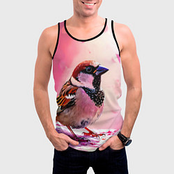 Майка-безрукавка мужская Воробей в розовом, цвет: 3D-черный — фото 2