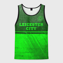 Майка-безрукавка мужская Leicester City - green gradient посередине, цвет: 3D-черный