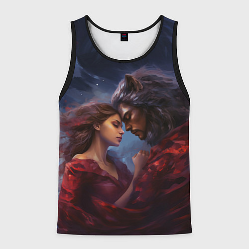 Мужская майка без рукавов Девушка и оборотень / 3D-Черный – фото 1