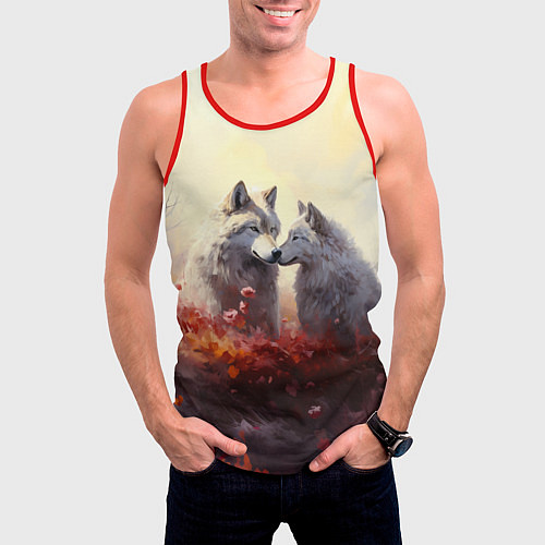 Мужская майка без рукавов Волчья верность / 3D-Красный – фото 3