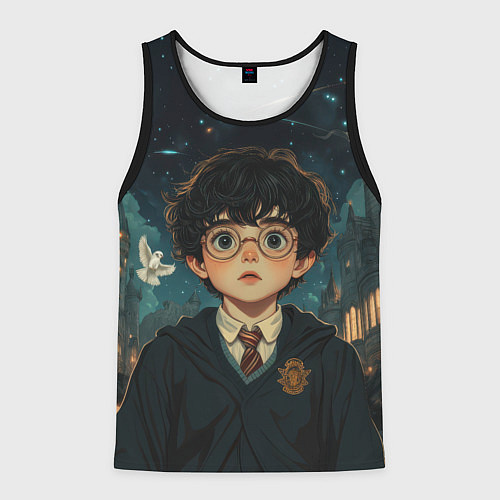 Мужская майка без рукавов Испуганный Гарри Поттер / 3D-Черный – фото 1