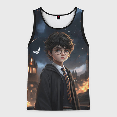 Мужская майка без рукавов Серьезный Гарри Поттер / 3D-Черный – фото 1