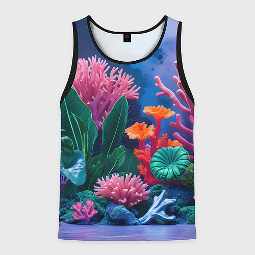 Мужская майка без рукавов Подводные кораллы / 3D-Черный – фото 1