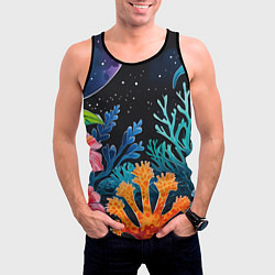 Майка-безрукавка мужская Космические кораллы, цвет: 3D-черный — фото 2