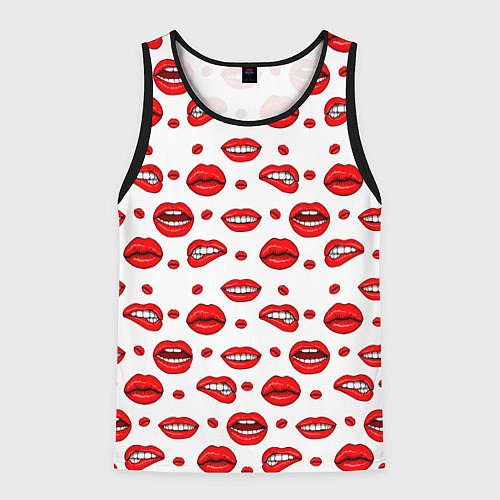 Мужская майка без рукавов Губной паттерн / 3D-Черный – фото 1