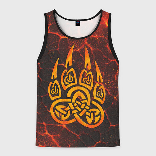 Мужская майка без рукавов Символ волчья лапа в огненной стихии / 3D-Черный – фото 1