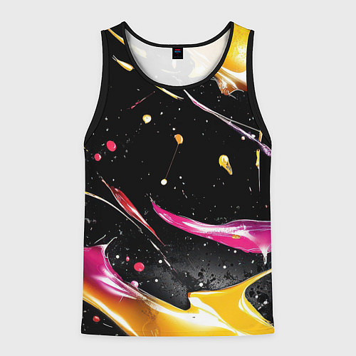 Мужская майка без рукавов Мазки краски на черном / 3D-Черный – фото 1