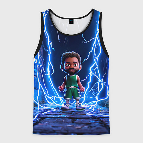 Мужская майка без рукавов Браун Джейлен в разрядах молний / 3D-Черный – фото 1