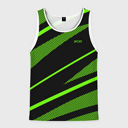 Мужская майка без рукавов Sport чёрный и зелёный полосы