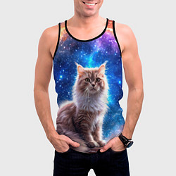 Майка-безрукавка мужская Ангорская кошка в космосе, цвет: 3D-черный — фото 2
