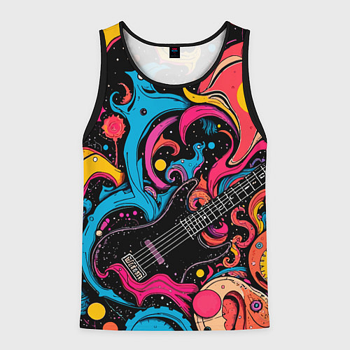 Мужская майка без рукавов Psychedelic abstract guitar / 3D-Черный – фото 1