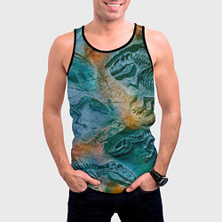 Майка-безрукавка мужская Окаменелые динозавры, тропический зеленый, цвет: 3D-черный — фото 2