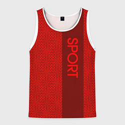 Мужская майка без рукавов Sport красный текстурный с полосой