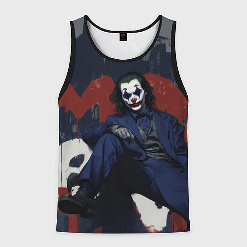 Мужская майка без рукавов Джокер в синем костюме / 3D-Черный – фото 1