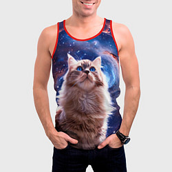 Майка-безрукавка мужская Невская маскарадная кошка в космосе, цвет: 3D-красный — фото 2