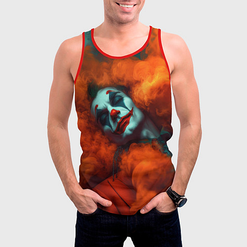 Мужская майка без рукавов Джокер и оранжевый дым / 3D-Красный – фото 3