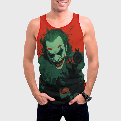 Мужская майка без рукавов Джокер с револьвером / 3D-Красный – фото 3