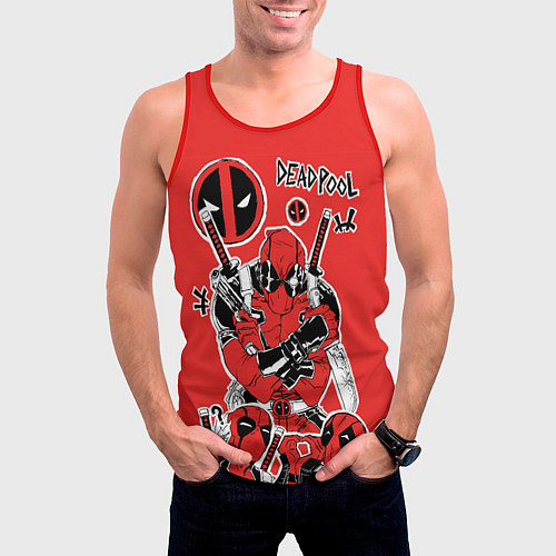 Мужская майка без рукавов Такой разный Дэдпул / 3D-Красный – фото 3