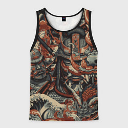 Мужская майка без рукавов Драконы и самураи в стиле ирезуми