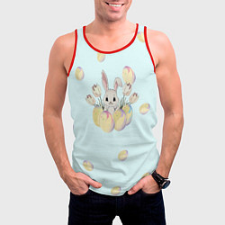Майка-безрукавка мужская Кролик радостный с яйцами, цвет: 3D-красный — фото 2
