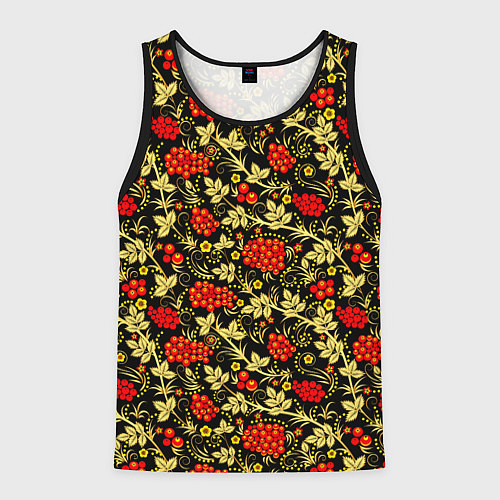 Мужская майка без рукавов Рябина с золотой листвой / 3D-Черный – фото 1