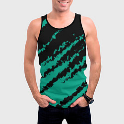 Майка-безрукавка мужская The color is black and turquoise, цвет: 3D-черный — фото 2