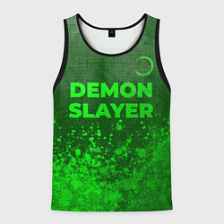 Майка-безрукавка мужская Demon Slayer - green gradient посередине, цвет: 3D-черный