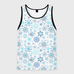 Майка-безрукавка мужская Бирюзовые снежинки, цвет: 3D-черный