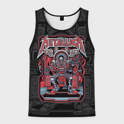 Мужская майка без рукавов Metallica - skeleton robot / 3D-Черный – фото 1