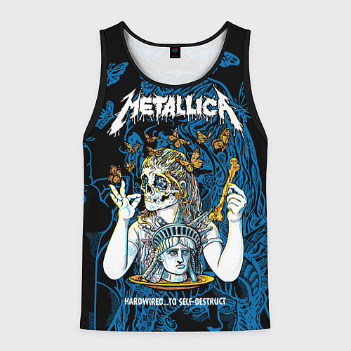 Мужская майка без рукавов Metallica - skeleton and butterflies / 3D-Черный – фото 1