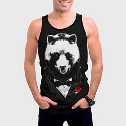 Майка-безрукавка мужская Панда в черном костюме, цвет: 3D-черный — фото 2