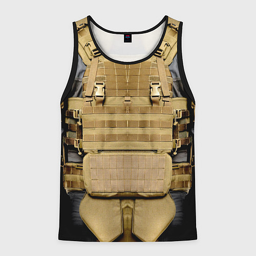 Мужская майка без рукавов Бронежилет цвета хаки армейский / 3D-Черный – фото 1