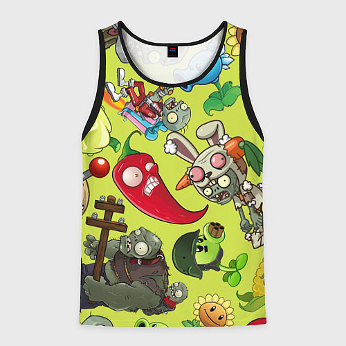 Мужская майка без рукавов Растения против зомби с героями / 3D-Черный – фото 1