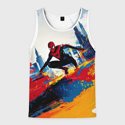 Майка-безрукавка мужская Человек - паук и пролитая краска, цвет: 3D-белый