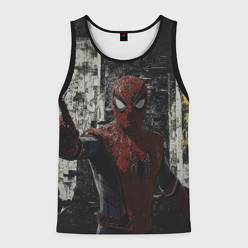 Мужская майка без рукавов Spider man night / 3D-Черный – фото 1