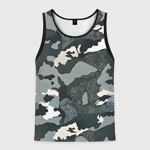 Мужская майка без рукавов Темно зеленый камуфляж / 3D-Черный – фото 1