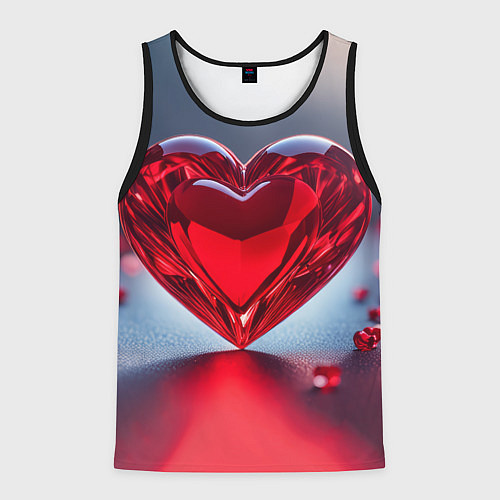 Мужская майка без рукавов Хрустальное красное сердце на сером фоне с боке / 3D-Черный – фото 1