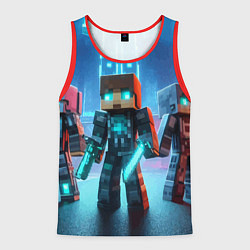 Майка-безрукавка мужская Minecraft - ai art neon glow, цвет: 3D-красный