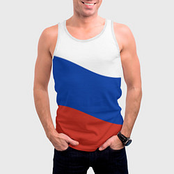 Майка-безрукавка мужская Флаг России волной, цвет: 3D-белый — фото 2