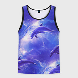 Мужская майка без рукавов Дельфины в волшебном море паттерн