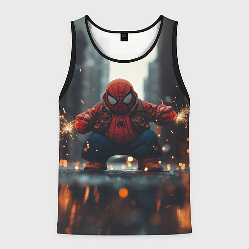 Мужская майка без рукавов Толстый злой человек-паук / 3D-Черный – фото 1